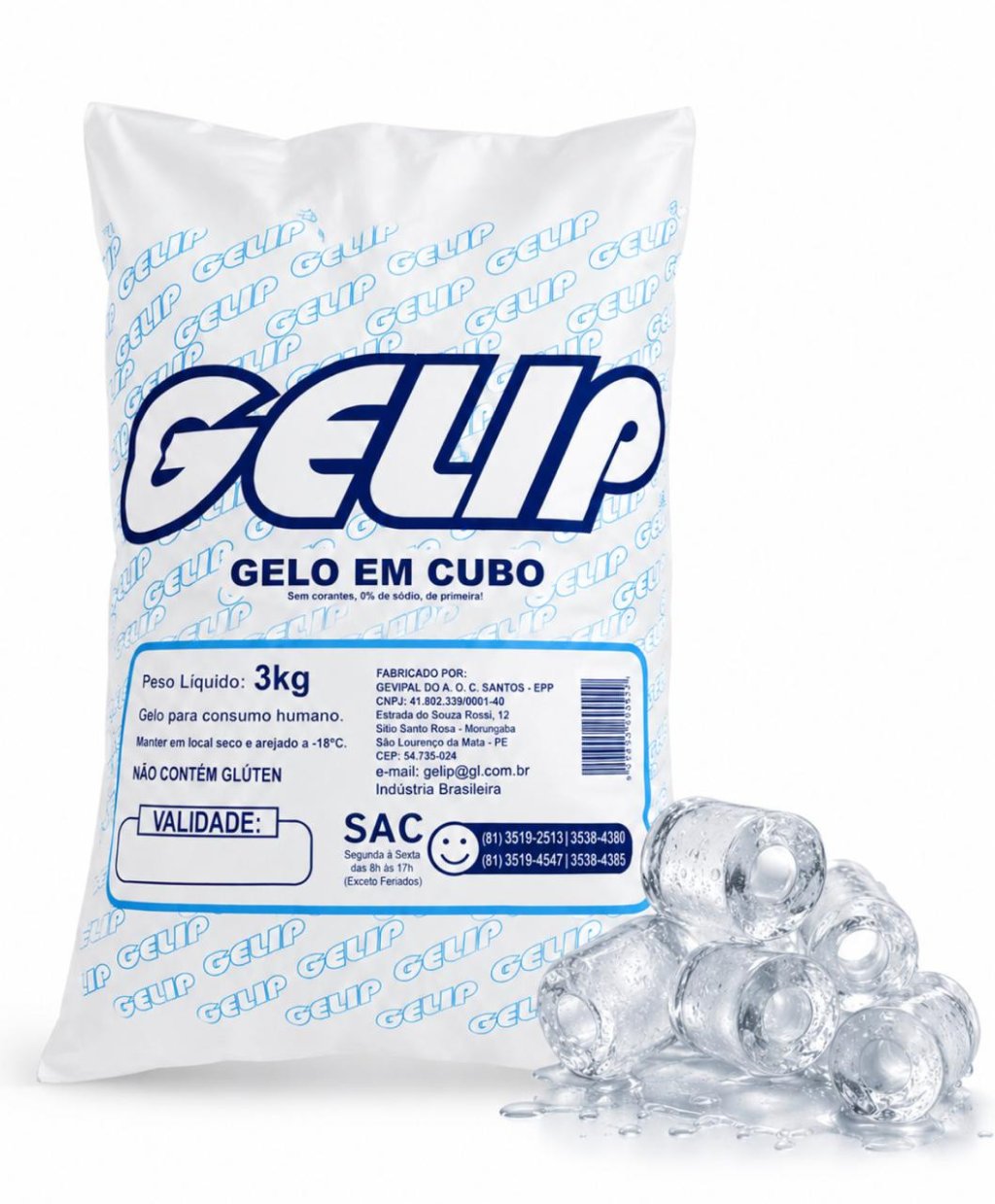 Gelo Em Cubo 3 Kg