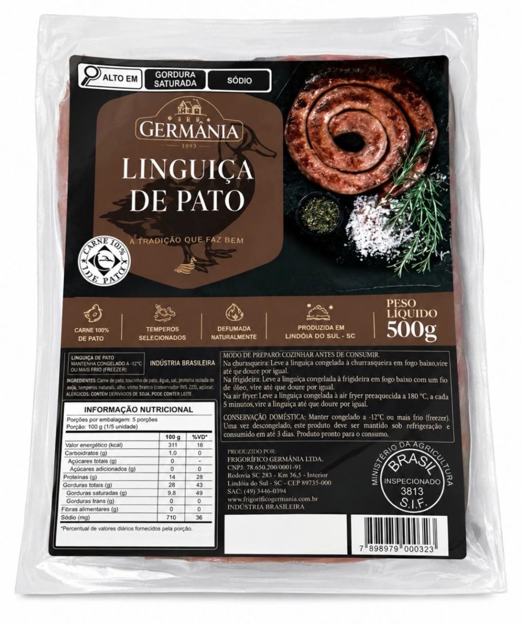 Linguiça De Pato Congelada 500g
