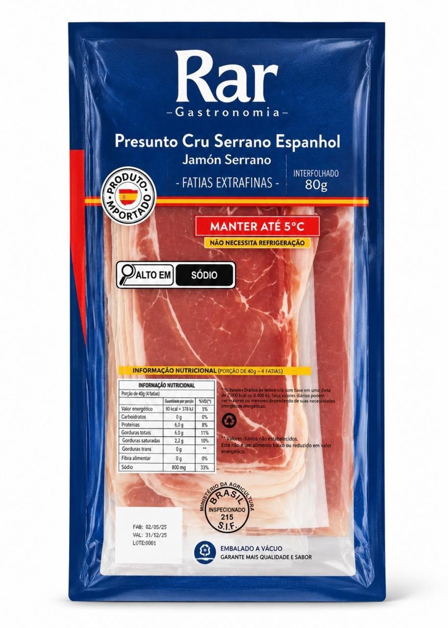 Presunto Cru Espanhol Interfolhado Rar 80g