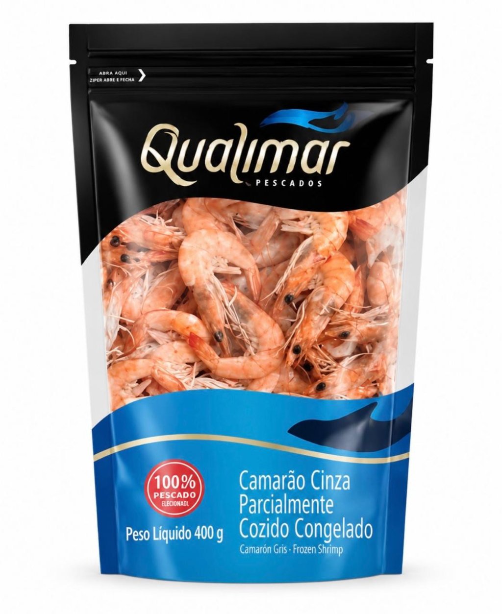 Camarão Cong Cinza Qualimar Inteiro Coz 30/45 Pct 350g