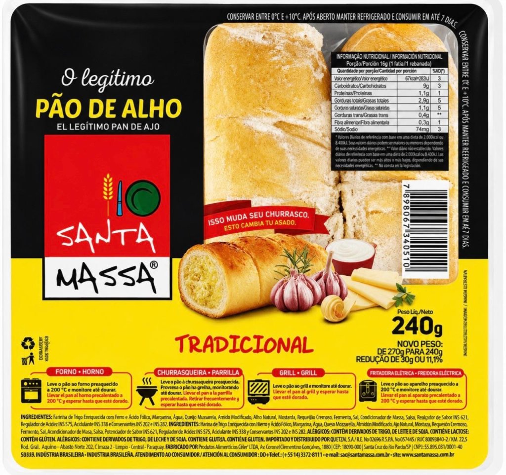 Pão De Alho Tradicional Santa Massa 240g