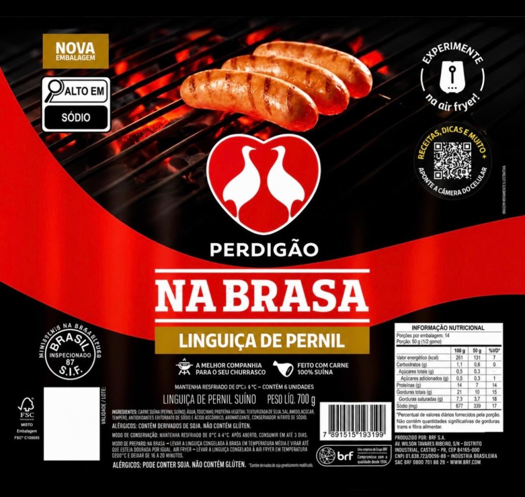Linguiça De Pernil Perdigão Na Brasa 700g