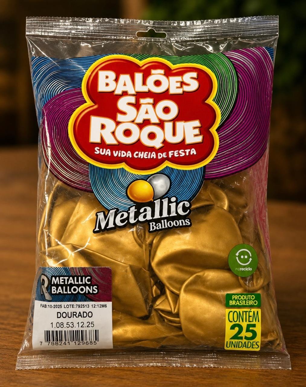 Balão São Roque Dourado 25 unid