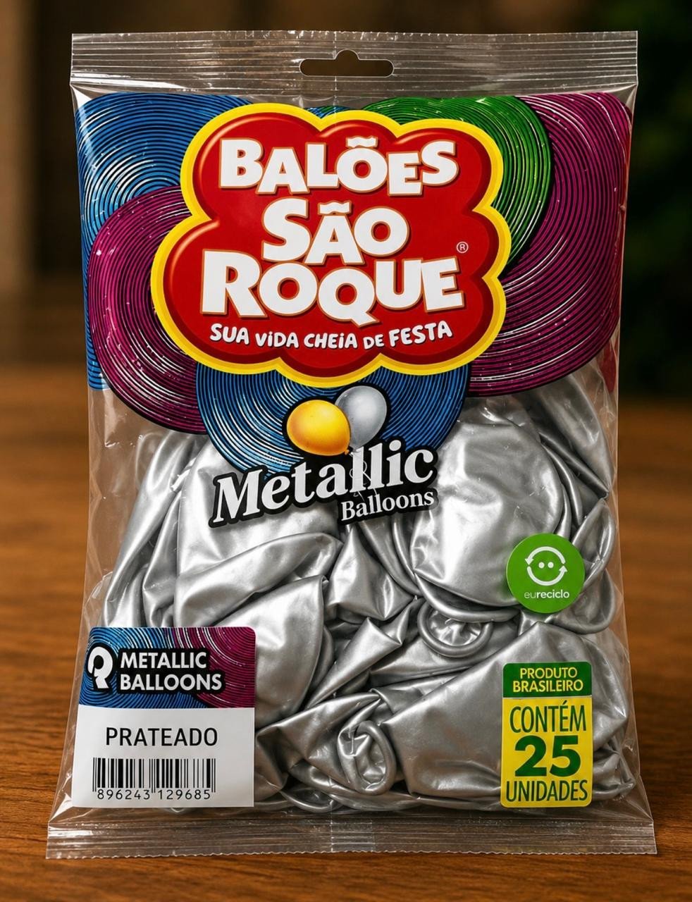 Balão São Roque Prateado 25 unid